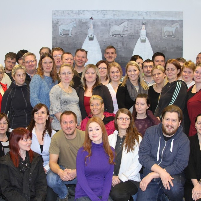 Við að útbúa jólamyndina sem á að fara á jólakortið