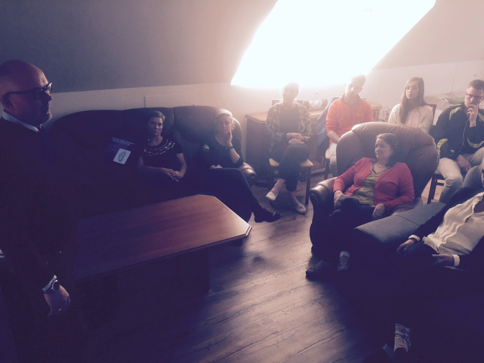 Hluti hópsins frá Ferðamálafélagi Eyjafjarðarsveitar með leiðbeinandanum Hallgrími Sæmundsyni.